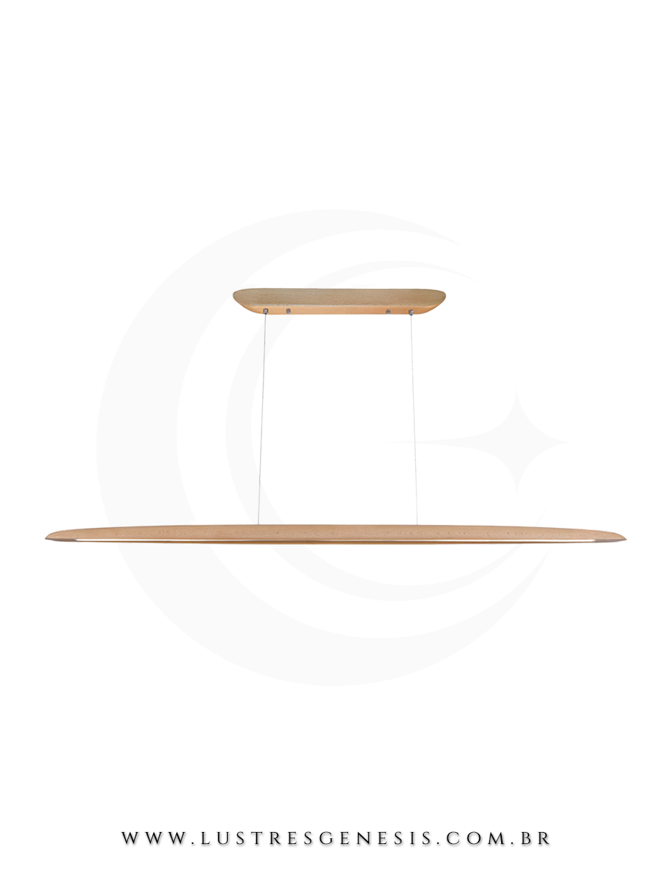 Lumin&aacute;ria Pendente Linear Madeira 150cm Retangular para Sala de Jantar e &Aacute;rea Gourmet 
